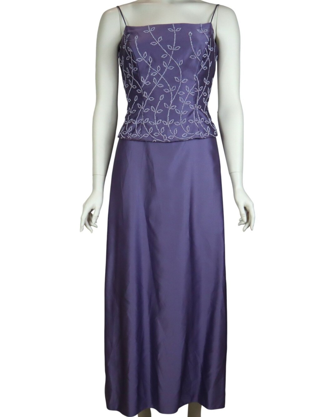 Vintage Alfred Angelo Gown Dress Beaded Bodice Lined Lilac Taffeta Women's 00